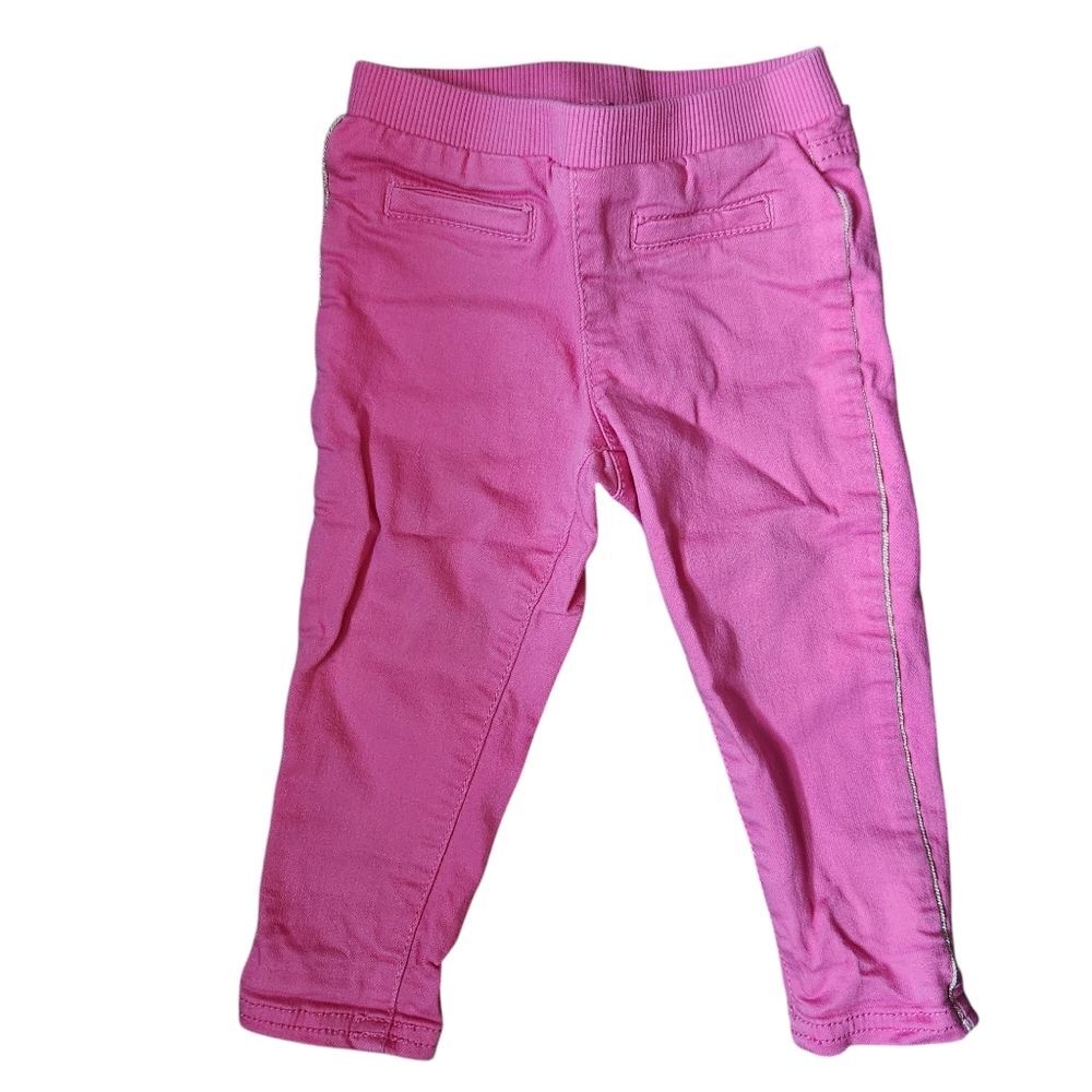 Carter's Girls' Pull-on Pants Size 18 Months Pink With Silver Stripe